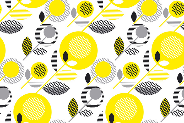 color limón 60s patrón retro floral. geometría estilo decorativo
  - Vector, imagen