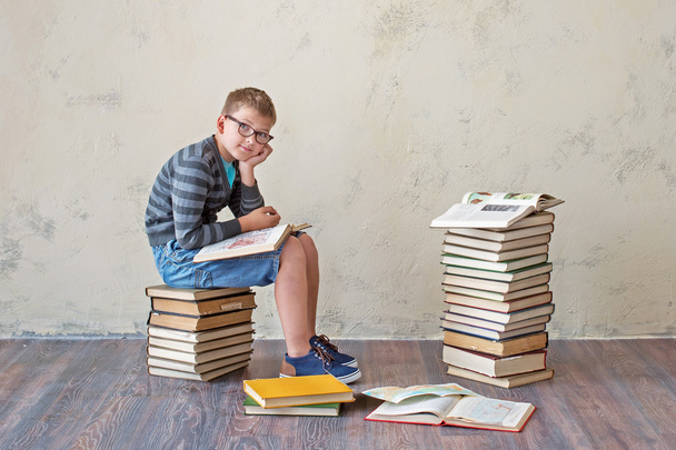 schoolboy with books - 写真・画像