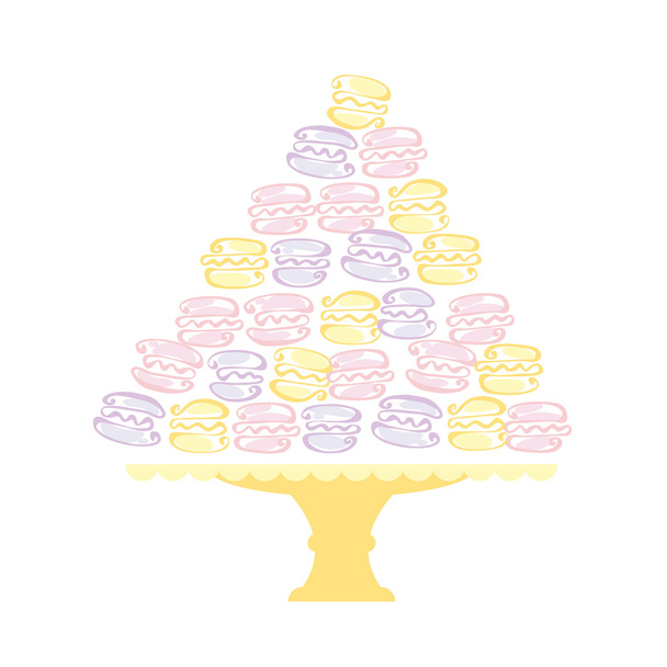piramide di macaron di colore chiaro sul piatto. illustrazione vettoriale
 - Vettoriali, immagini