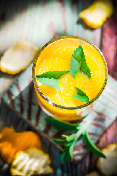 Summer drink orange mousse stevia - Фото, изображение