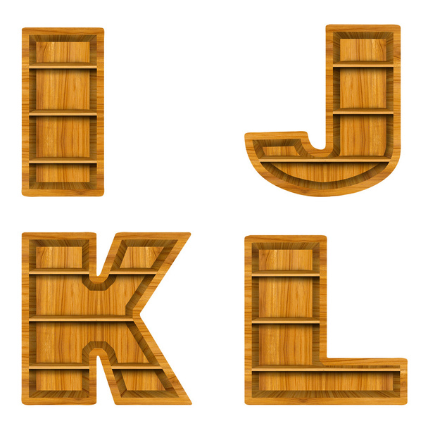 Wooden alphabet letter with shelf on white background - Φωτογραφία, εικόνα