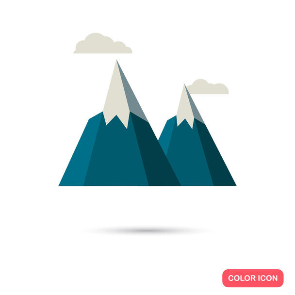 Mountains color flat icon - Vektor, Bild