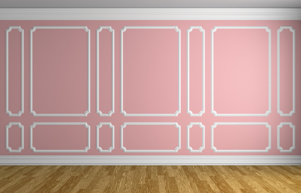 Pared rosa en la habitación de estilo clásico - Foto, imagen