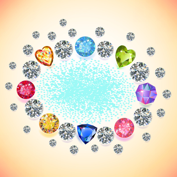 Colored gems oval frame - Vector, afbeelding