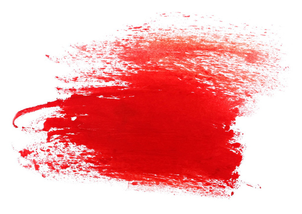 red grunge brush strokes oil paint isolated on white background - Foto, afbeelding