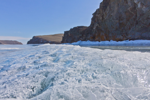 Blue ice of Lake Baikal, Olkhon Island - Foto, imagen