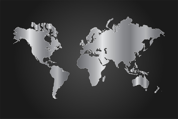 siyah ve gümüş dünya harita vektör çizim - Vektör, Görsel