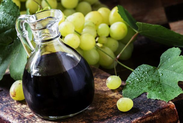 Balsamic vinegar, vintage rustic background - Photo, image