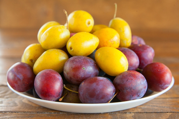  ripe plum on table - Photo, Image
