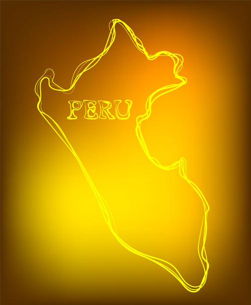 Hermoso mapa trazado a mano de Perú, ilustración vectorial
 - Vector, imagen