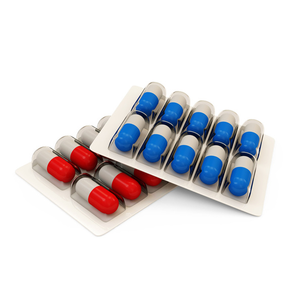 Packs of Medical Pills isolated on white background - Photo, Image