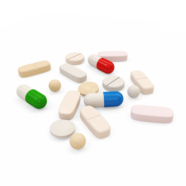 Colorful Medical Pills isolated on white background - Foto, Imagem