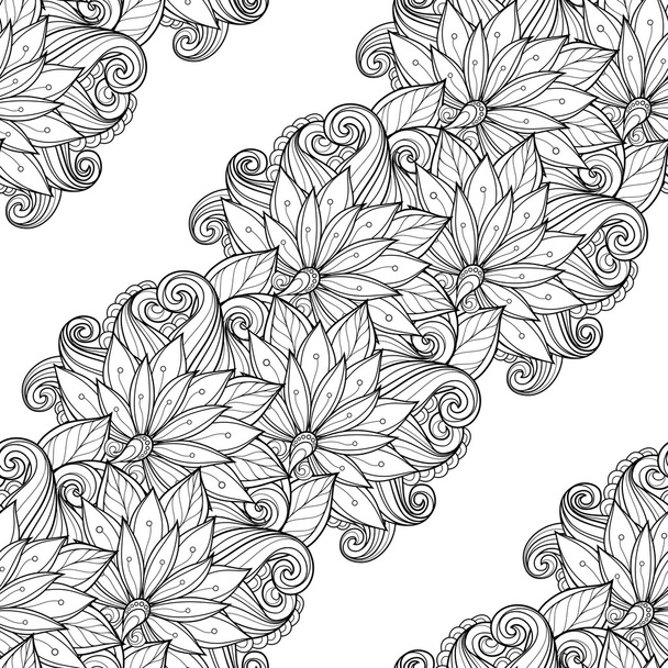 Seamless Monochrome Floral Pattern - Vektor, obrázek