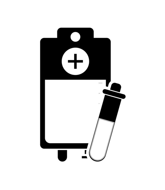 iv drip bag and test tube icon - Vector, Image