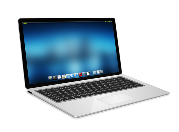Moderní notebook na bílém pozadí 3d vykreslování - Fotografie, Obrázek