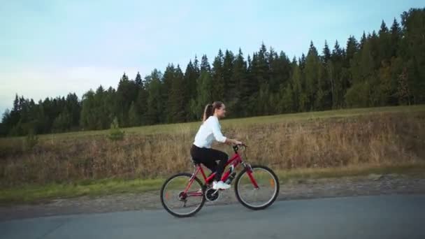 Sport. Mountainbike-Fahrer fährt einspurig - Filmmaterial, Video