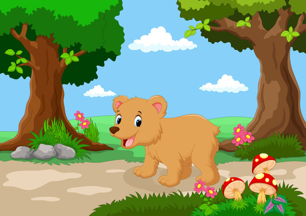 Funny baby bear cartoon - Vector, Image