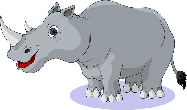 Divertida caricatura rinoceronte
 - Vector, imagen