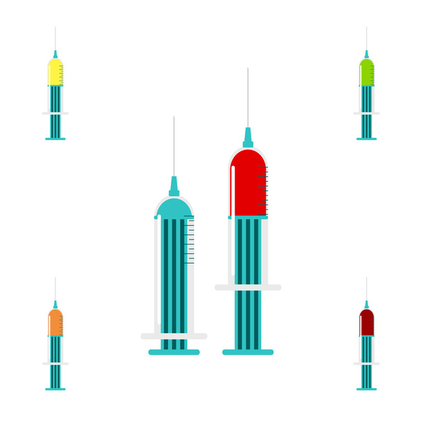 Multicolored vector set of syringes - Vector, Image