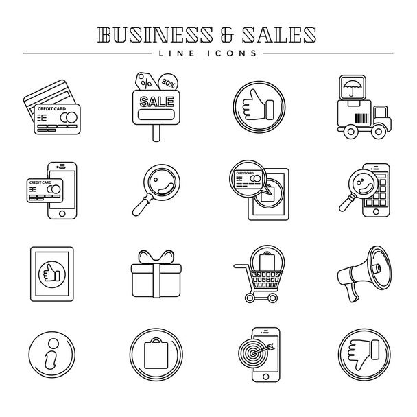 İş ve satış, çizgi Icons set - Vektör, Görsel