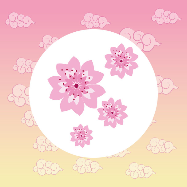 kwiat różowy Japonia kultura projekt - Wektor, obraz