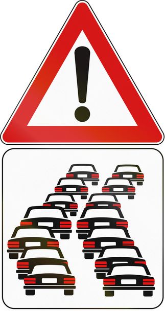 Señal de tráfico utilizada en Italia - peligro de colas
 - Foto, Imagen