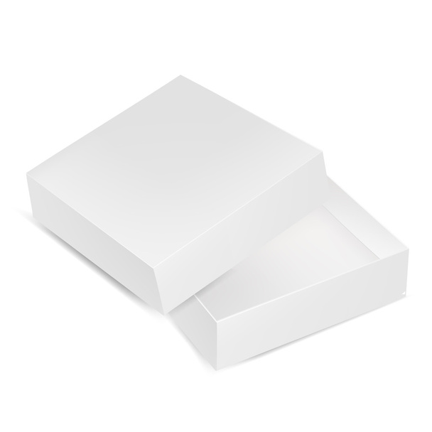 Top näkymä avoin valkoinen harmaa neliö pakkaus laatikko
  - Vektori, kuva