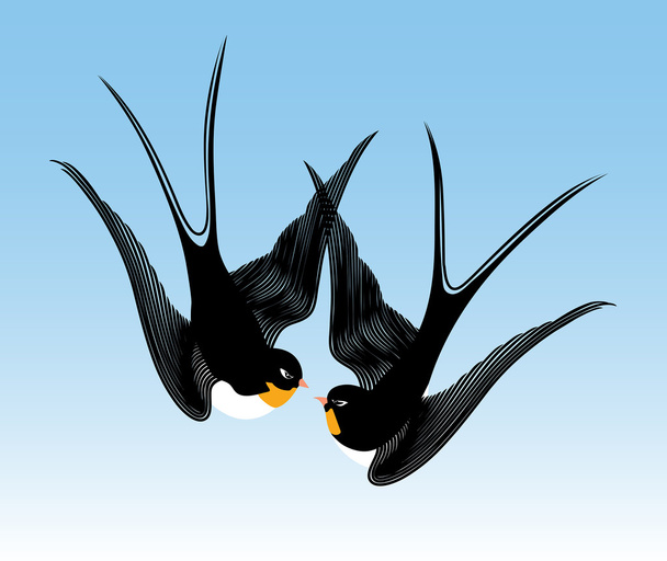 Поцелуи ласточки в муху
 - Вектор,изображение