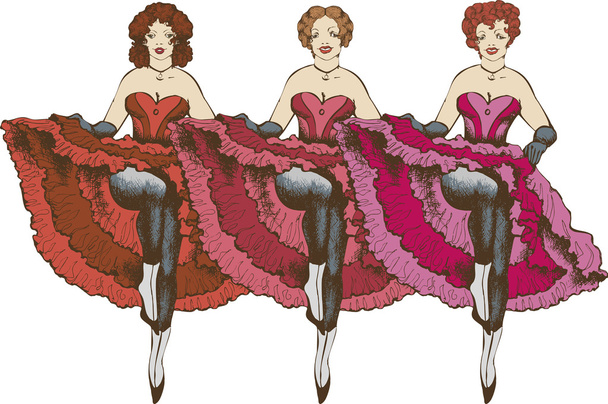 Bailarinas de cancán en hermosos vestidos
 - Foto, imagen