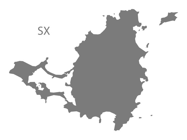 Saint Martin Mapa cinzento
 - Vetor, Imagem