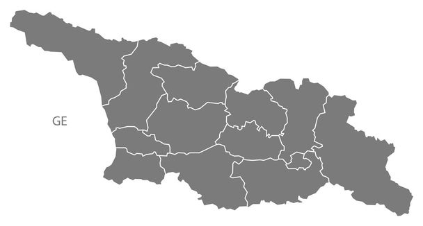 Georgia provincií mapu šedá - Vektor, obrázek