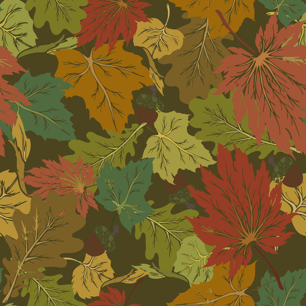 Seamless pattern with autumn fallen leaves - Vector, imagen