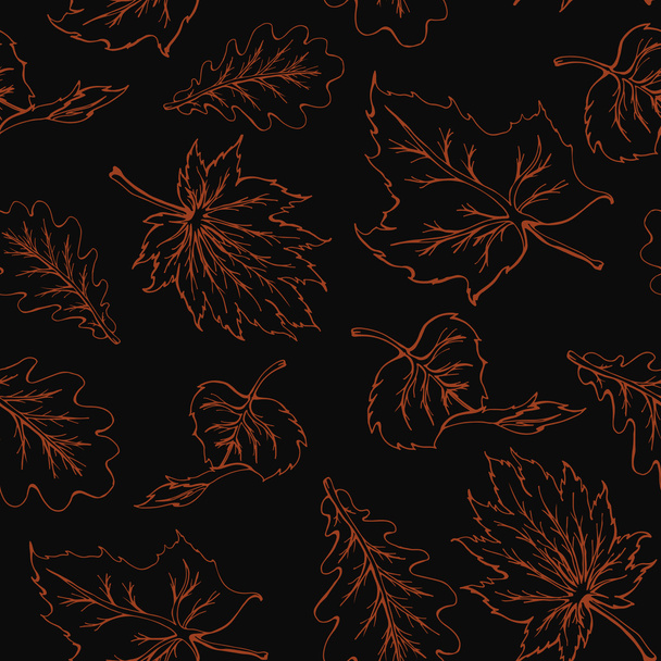 Seamless pattern with autumn fallen leaves  - Vector, imagen