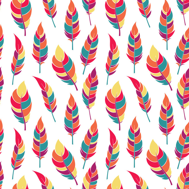 Colorful flat feathers pattern - Vektor, kép