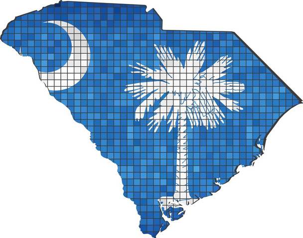 Güney Carolina harita içinde bayrak ile - Vektör, Görsel