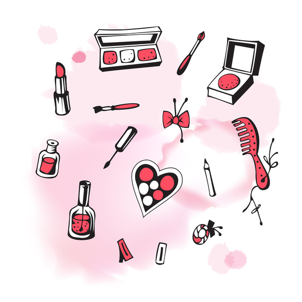 Hand-draw set of cosmetics  - Vector, Image