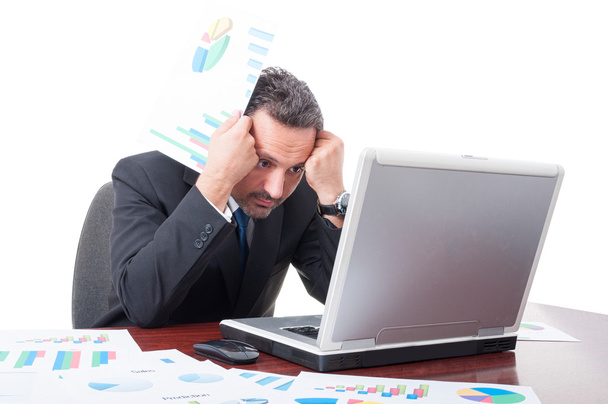 Worried businessman having problems with financial incomes - Photo, image