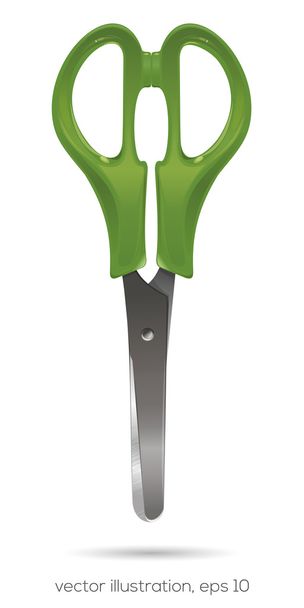 Scissors with plastic handles on a white background - Vector, Image