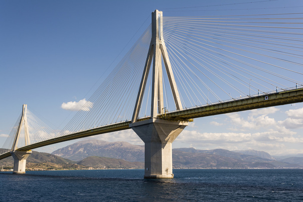 Cable-stayed suspension bridge crossing Corinth Gulf strait, Greece - Photo, Image