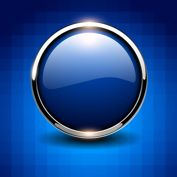 Shiny button blue - Vektor, kép