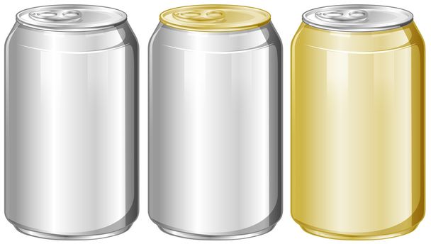 Tres latas de aluminio sin etiqueta
 - Vector, Imagen