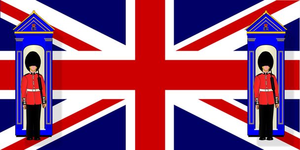 Union Jack With Guards - Vector, Image