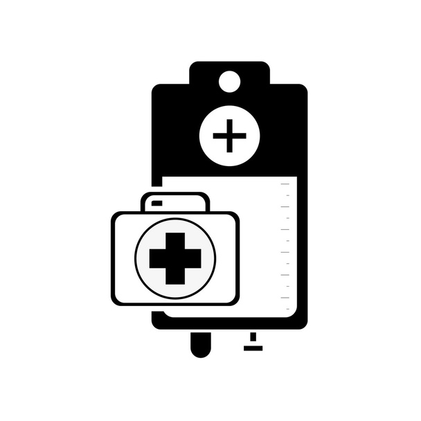 iv drip bag and first aid kit icon - Vector, Image