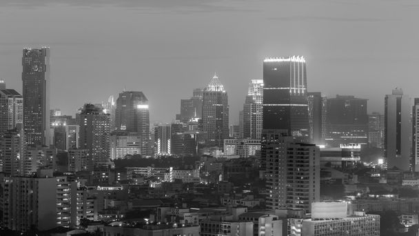 Black and White, City nights lights downtown - Photo, Image