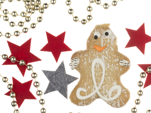 Christmas gingerbread man and stars - Fotoğraf, Görsel