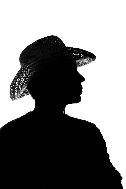 jeune homme dans un chapeau de paille - silhouette
 - Photo, image