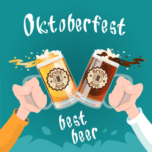 Hand Hold Beer Glass Mug Oktoberfest Festival Banner - Vector, imagen