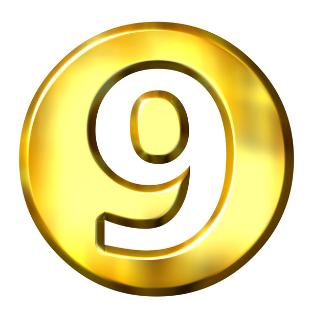 Трехмерный золотой номер 9
 - Фото, изображение