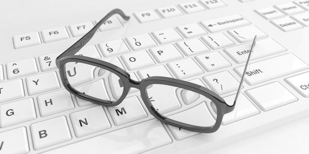 3d renderização par de óculos de olho em um teclado
 - Foto, Imagem