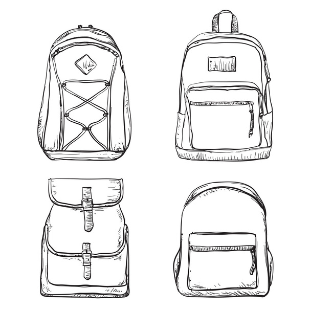 Set of different types backpacks - Vettoriali, immagini